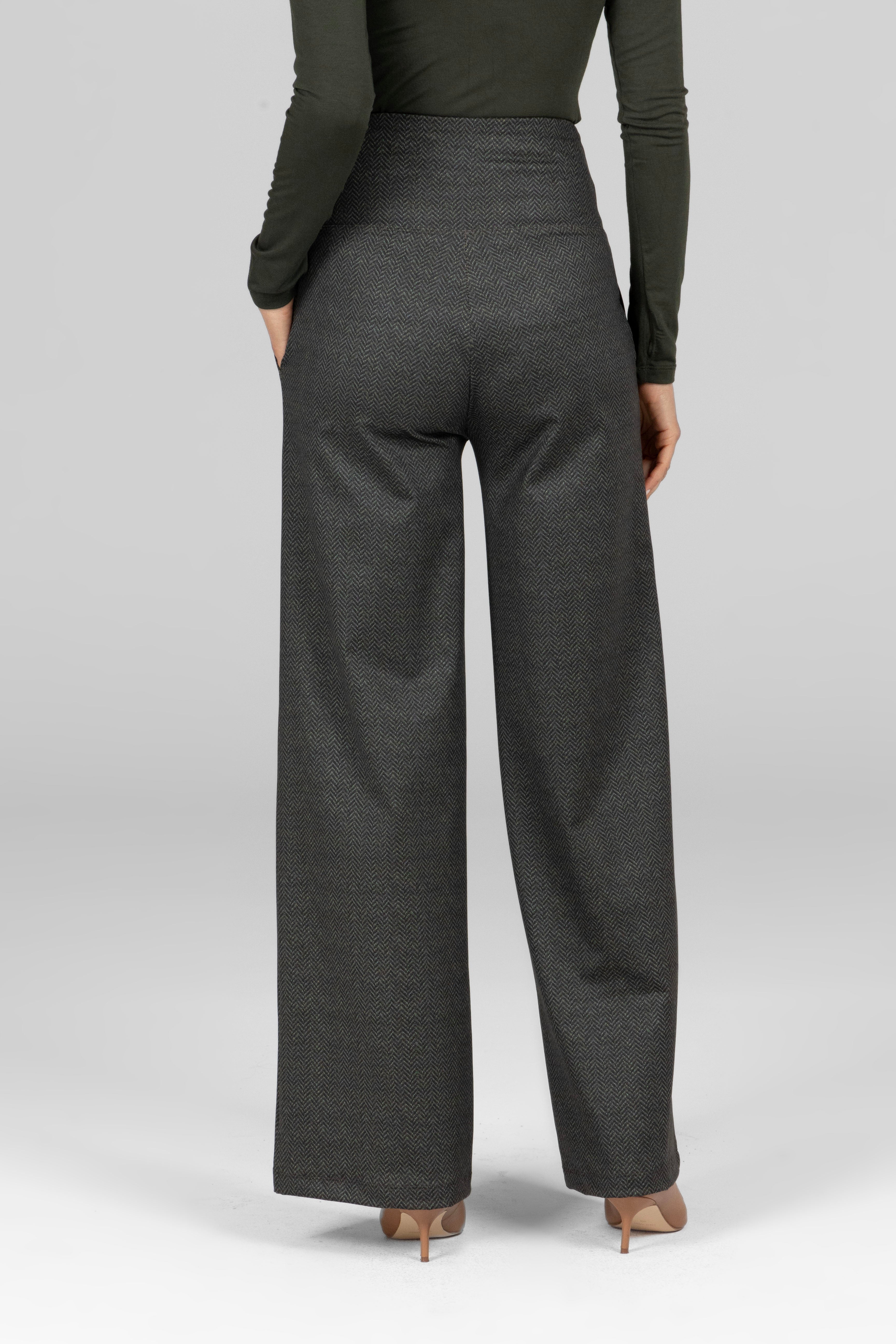 HIGH WAIST WIDE LEG PANT: OLIVE TWEED
