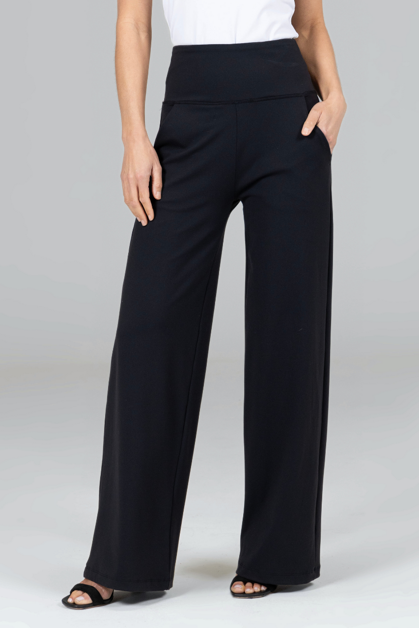 HIGH WAIST WIDE LEG PANT: BLACK