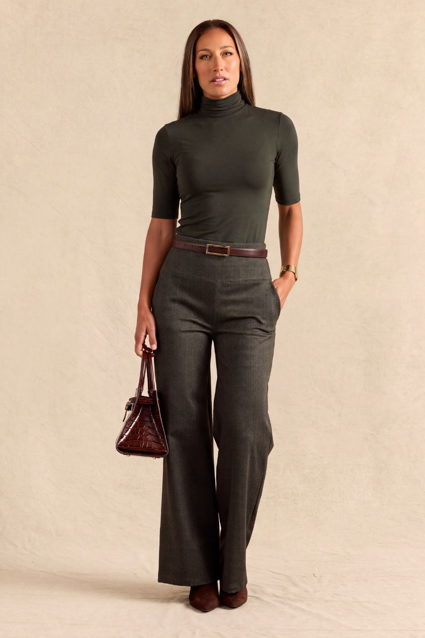 TURTLENECK ELBOW SLEEVE TEE: LODEN