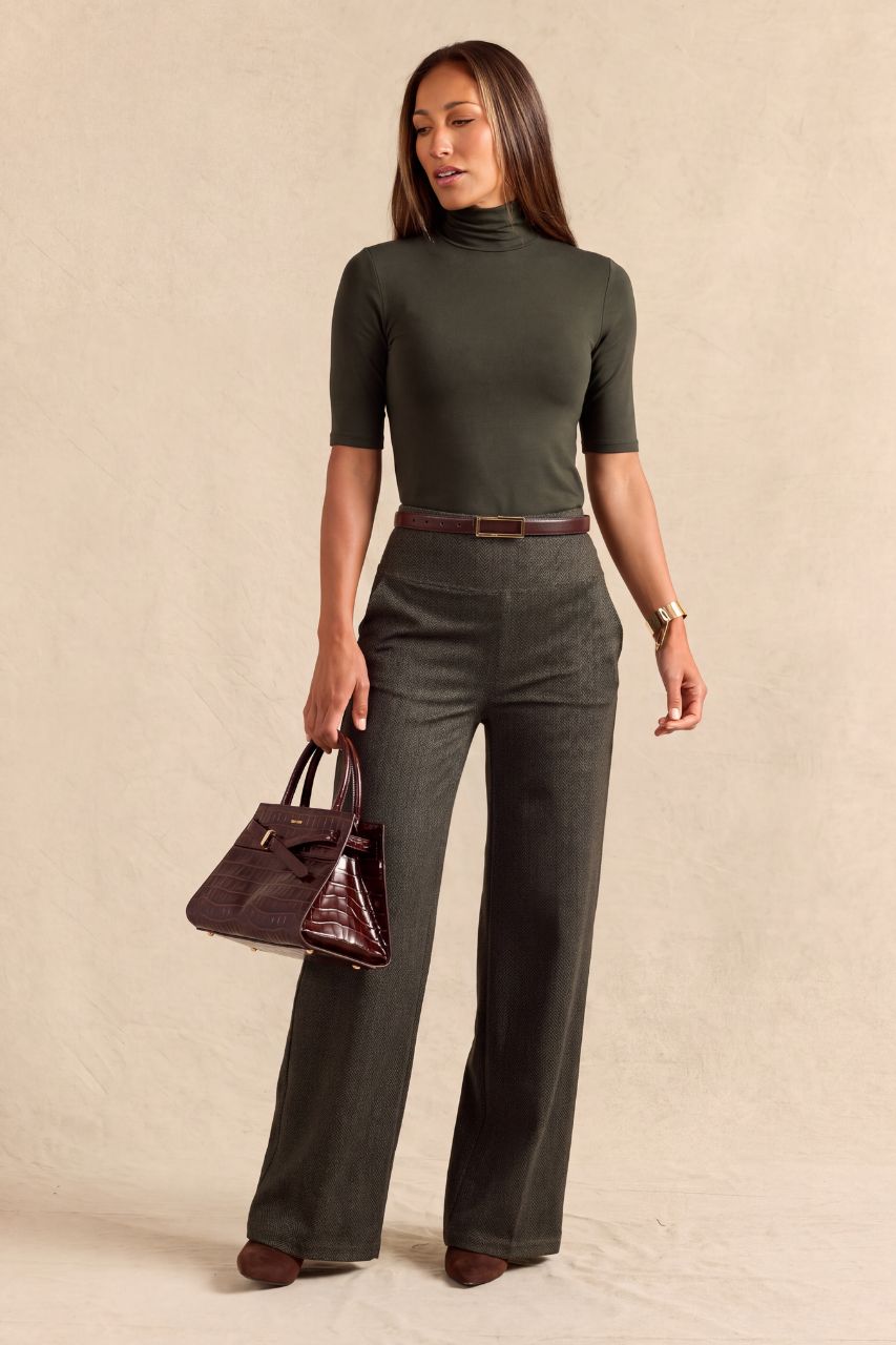 TURTLENECK ELBOW SLEEVE TEE: LODEN