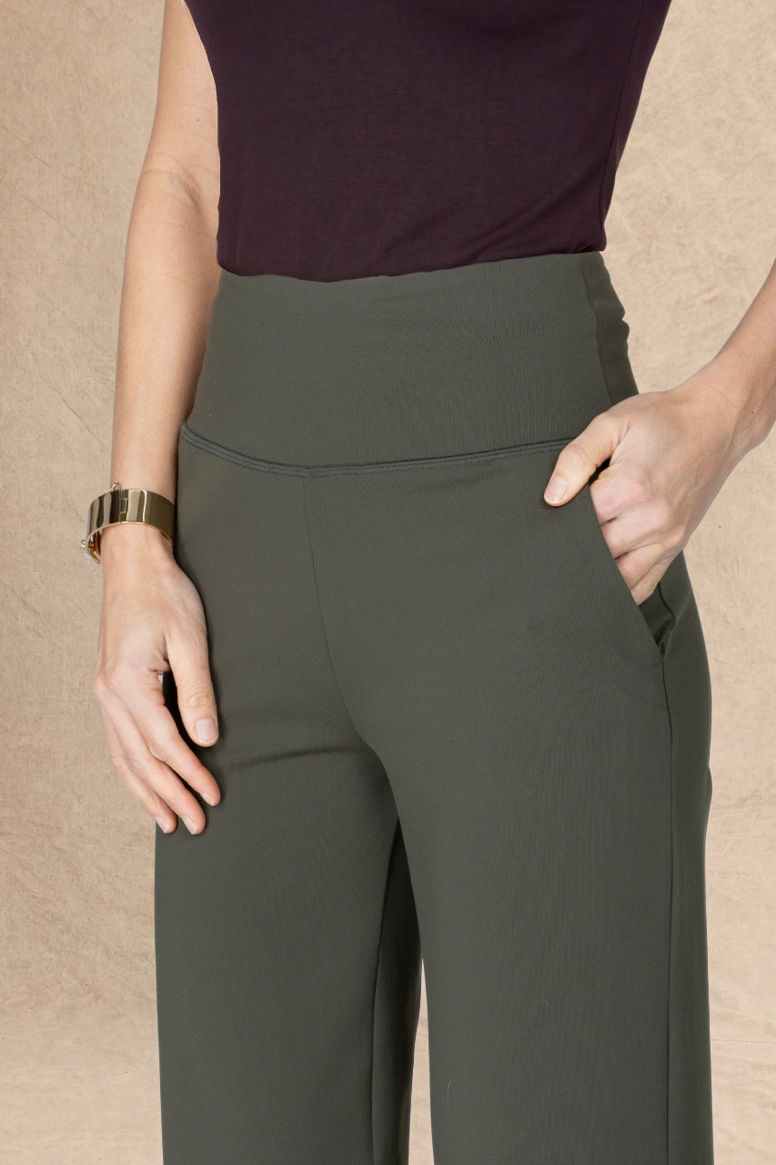 HIGH WAIST WIDE LEG PANT: FOREST NIGHT