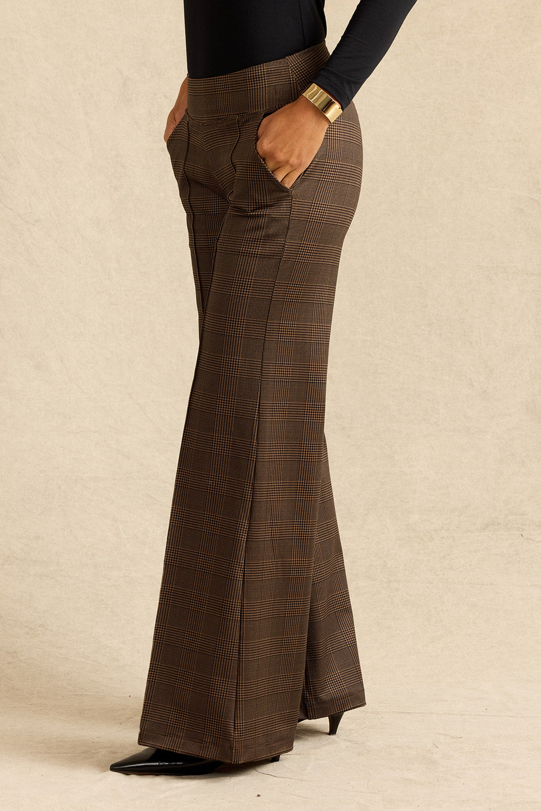 PERFECT WIDE LEG PANT: PRINCE OF WALES PLAID
