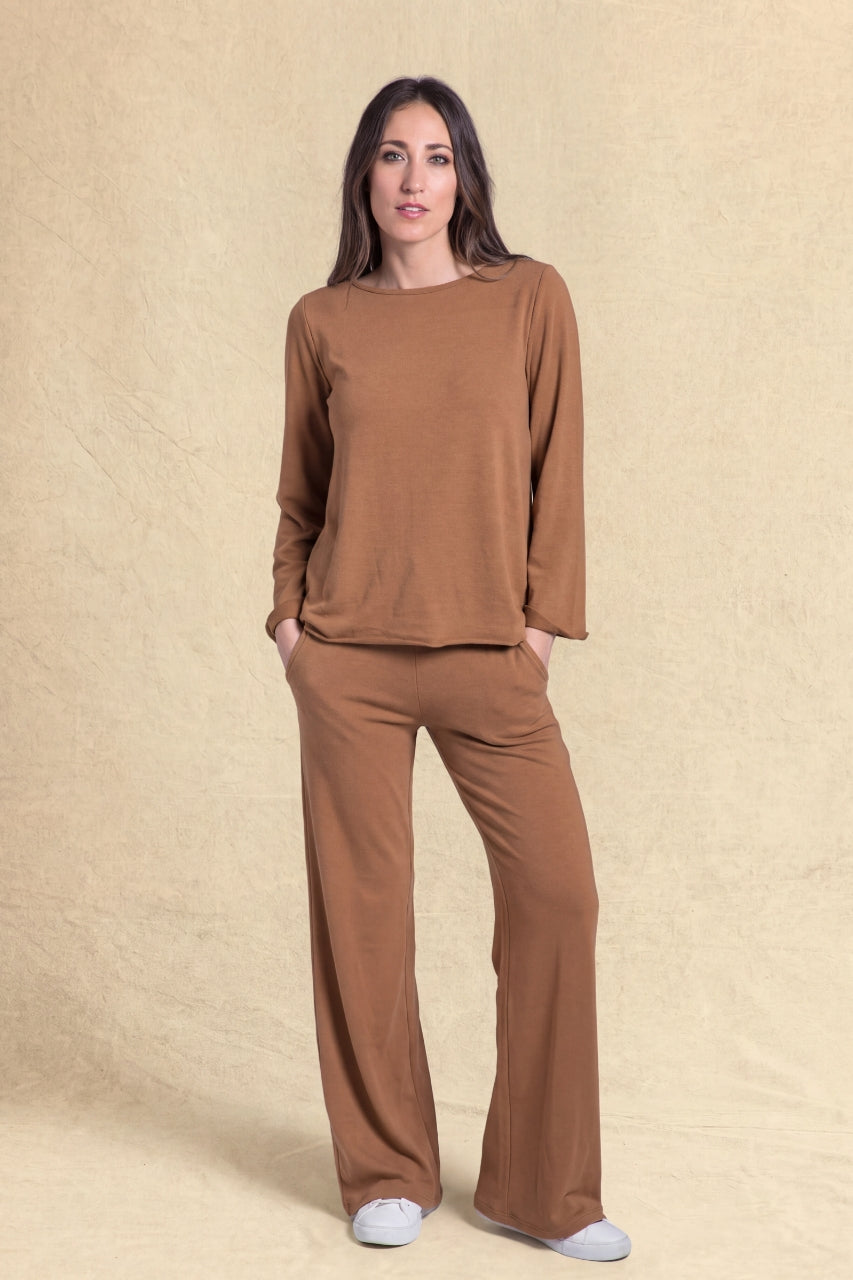 KIRAGRACE COZY BOHO YOGA PANT: CAMEL