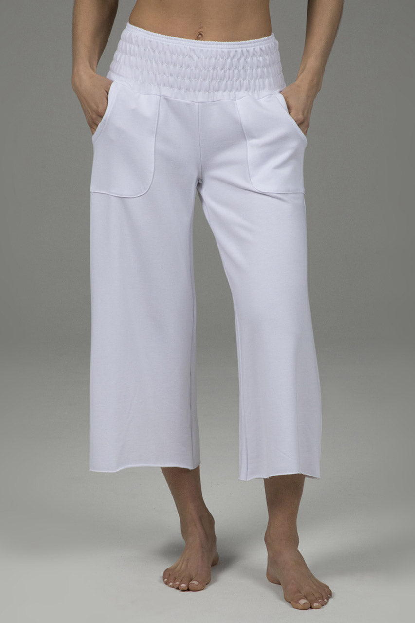 KiraGrace Cozy Boho Crop Yoga Pant (White)