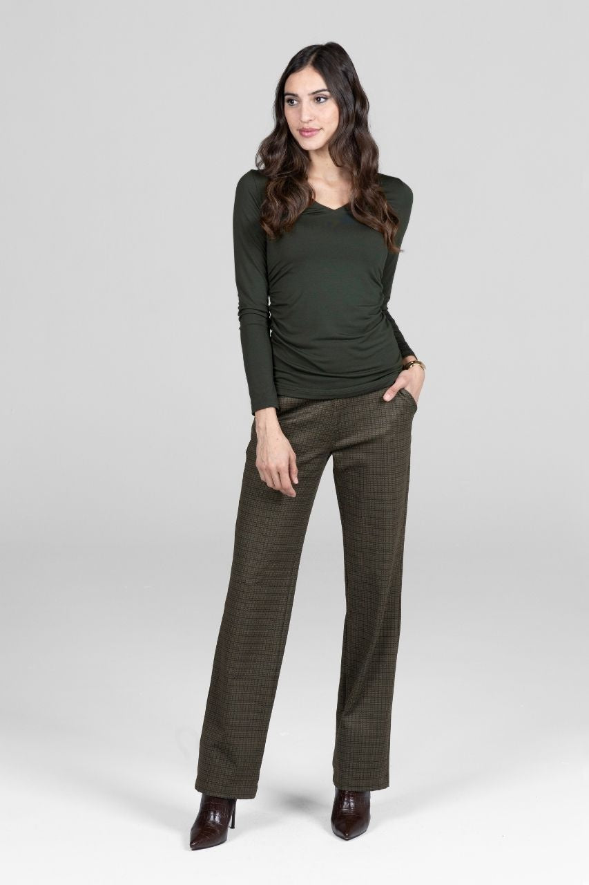 NINA STRAIGHT LEG PANT: LODEN TATTERSALL