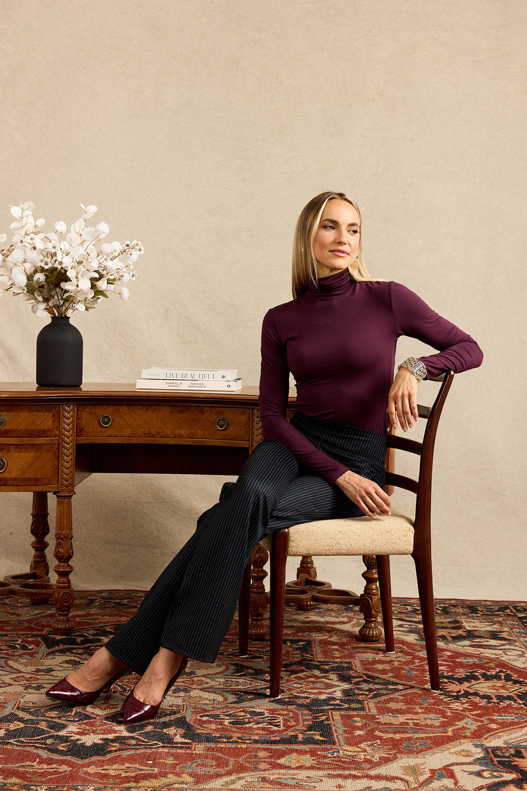 GRACE TURTLENECK: BURGUNDY