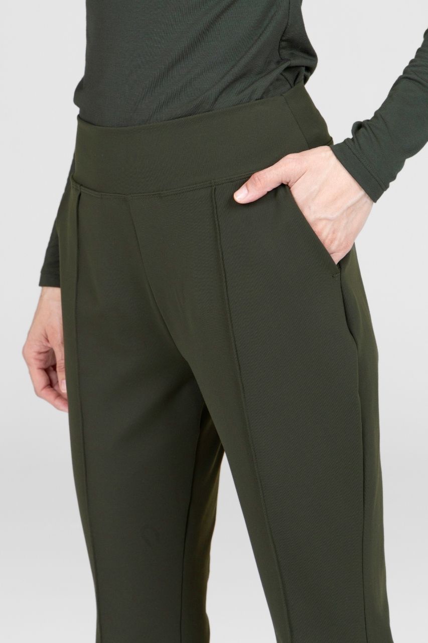 VICTORIA HIGH WAIST FLARE PANT: LODEN
