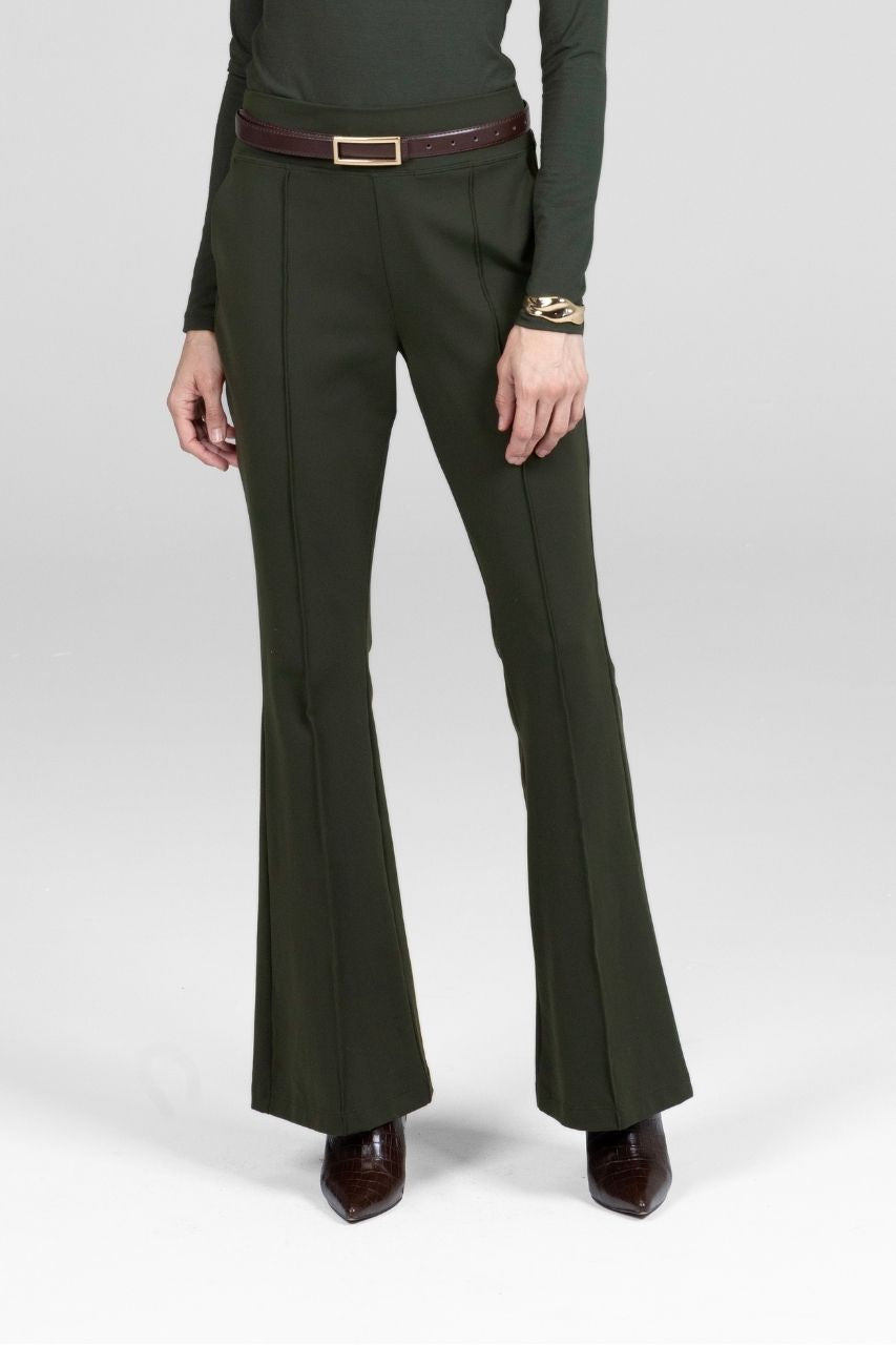 VICTORIA HIGH WAIST FLARE PANT: LODEN