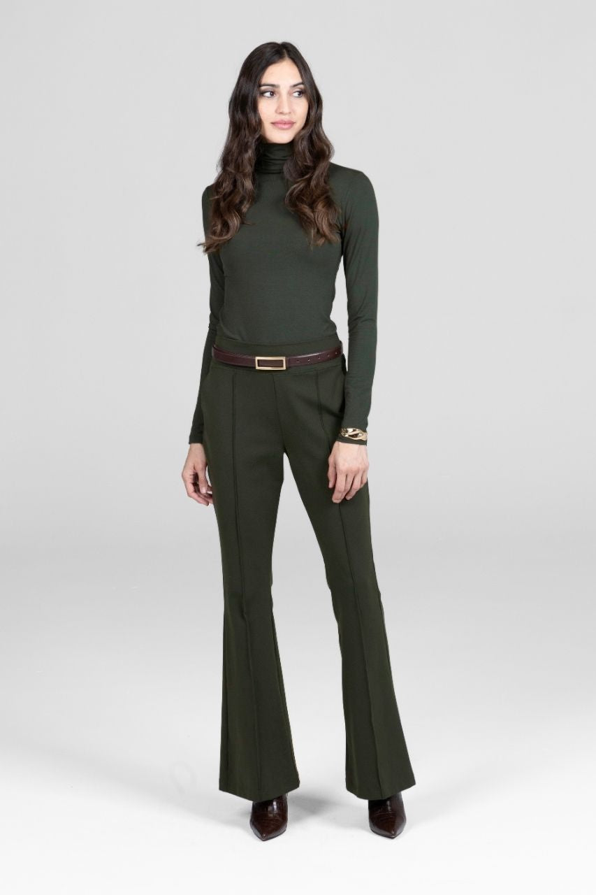 VICTORIA HIGH WAIST FLARE PANT: LODEN