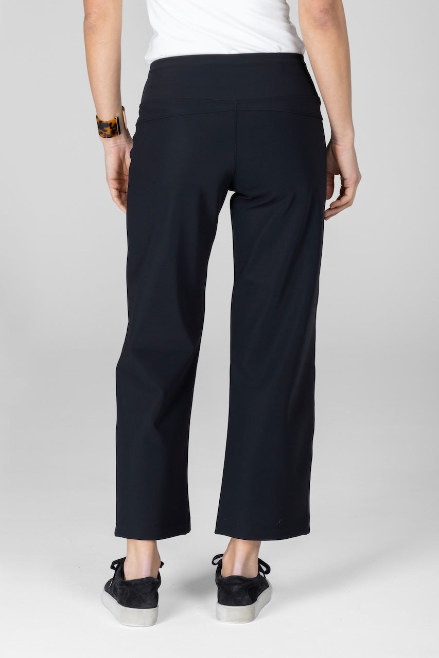 Back view of black ankle pants