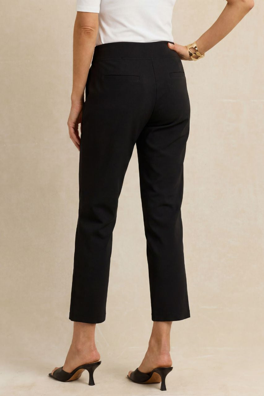 Back view of black ankle pants