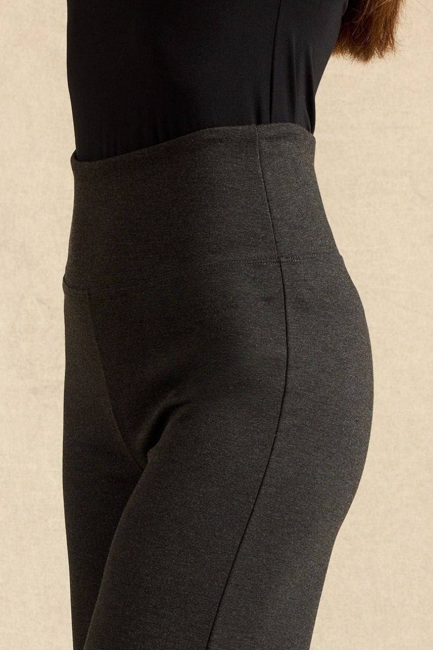 FLAWLESS HIGH WAIST WIDE LEG PANT: CHARCOAL PONTE