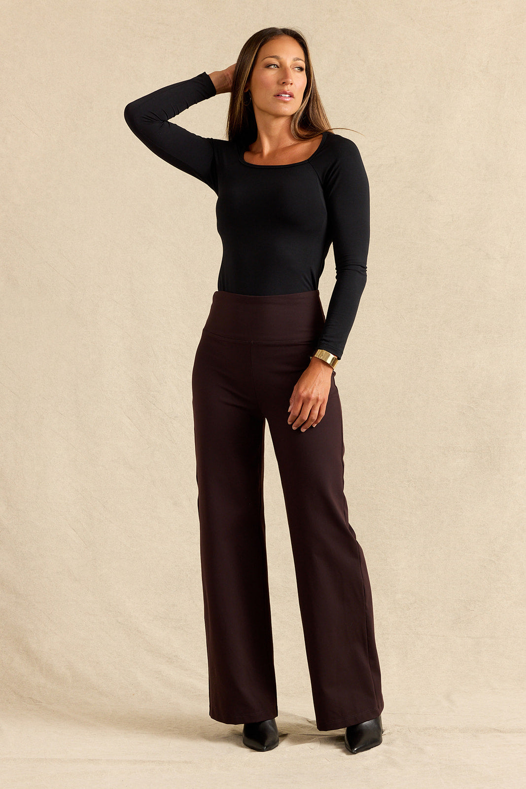FLAWLESS HIGH WAIST WIDE LEG PANT: SABLE