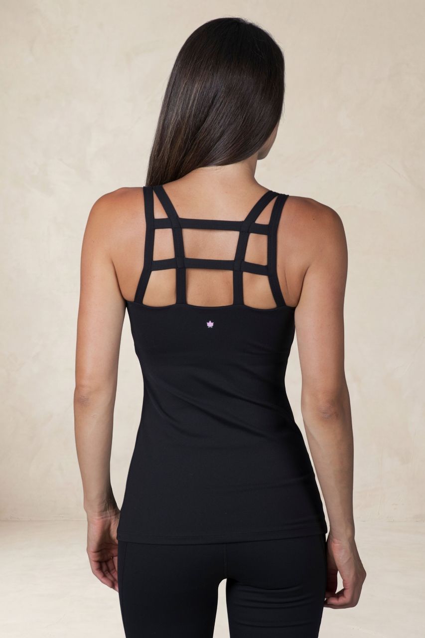 WARRIOR CAGED YOGA TANK: BLACK