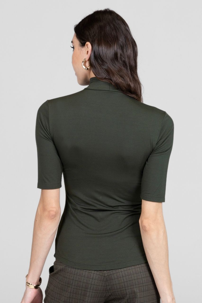 GRACE MOCKNECK TEE: LODEN
