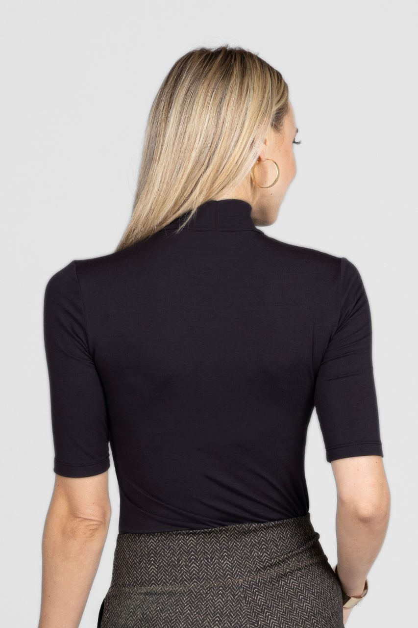 GRACE MOCKNECK TEE: GANACHE