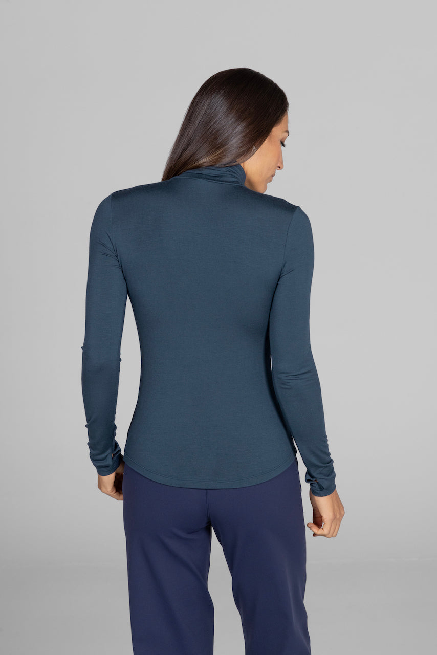 long sleeve turtleneck - slate blue