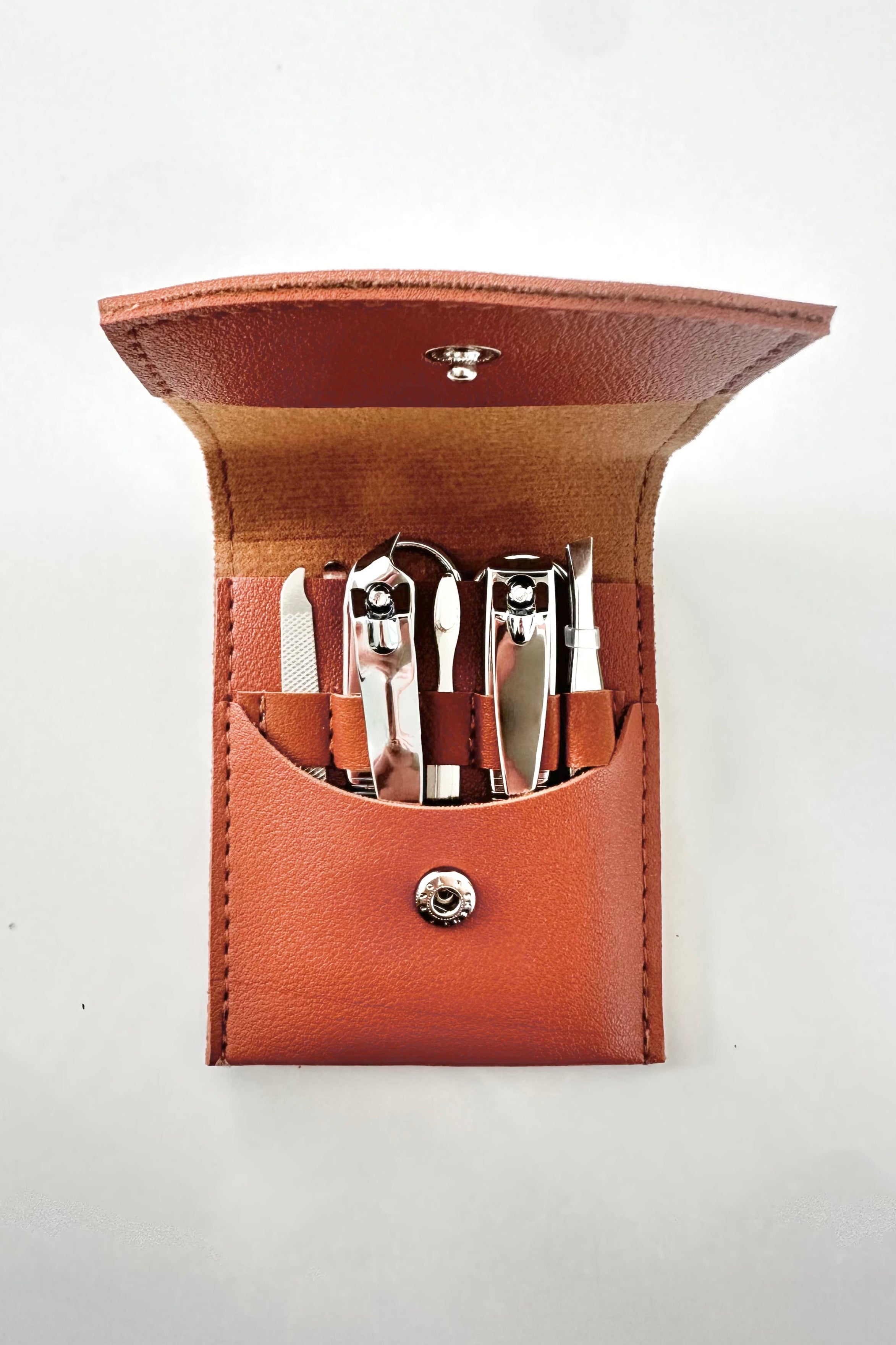 Brown travel manicure kit