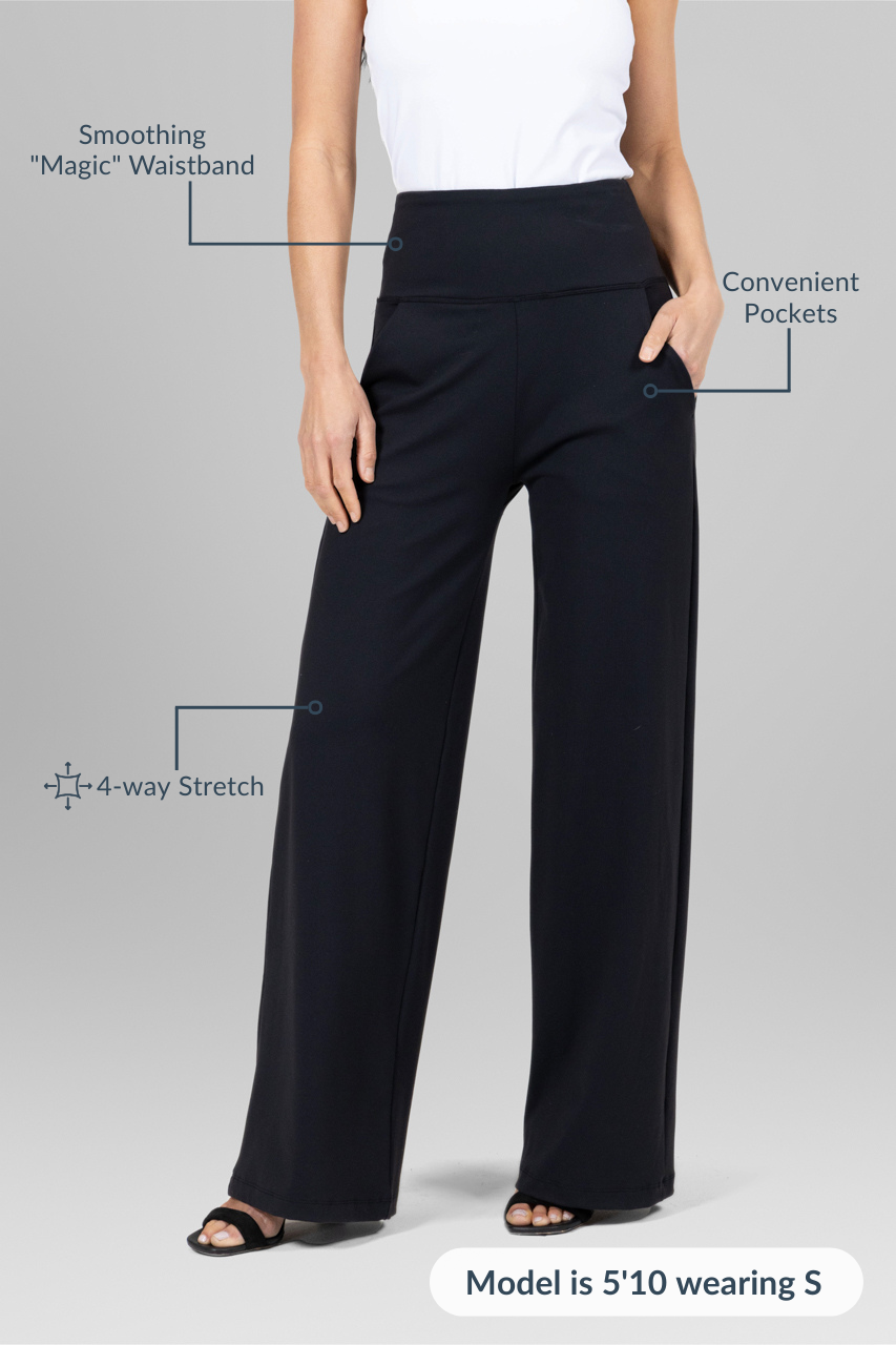 HIGH WAIST WIDE LEG PANT: BLACK