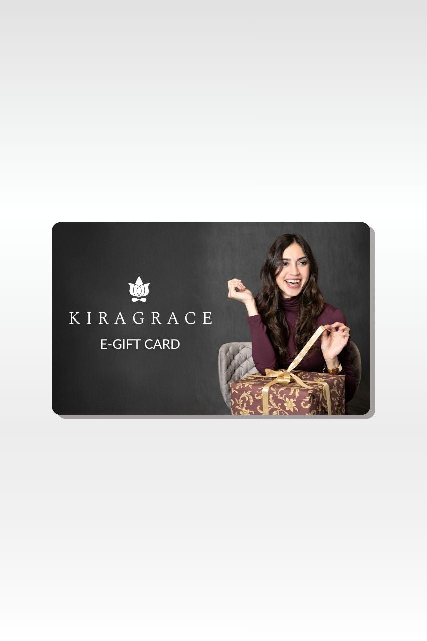 KiraGrace Gift Card with image of woman opening a gift