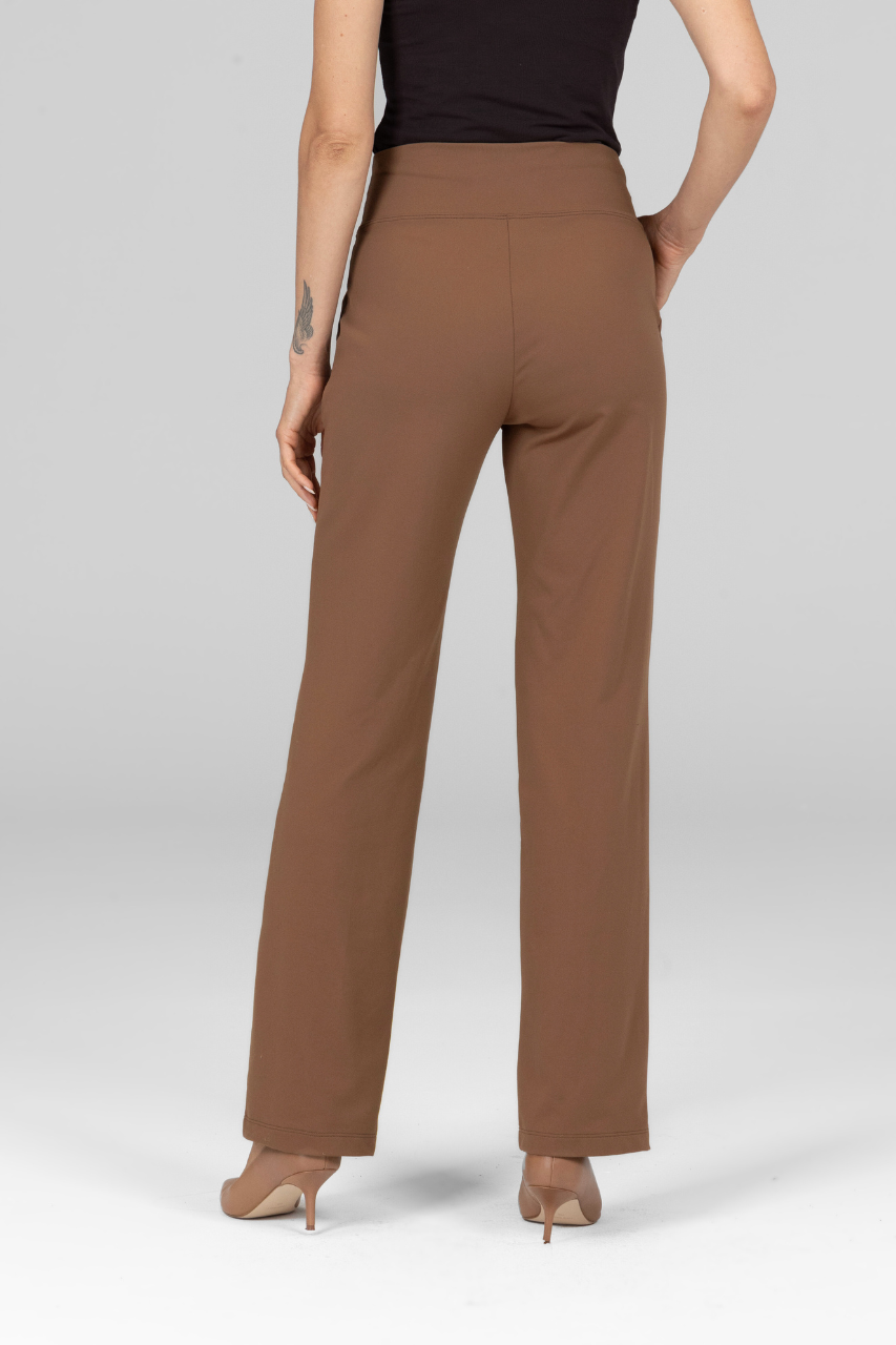 Back view of the dark khaki Nina straight leg pants