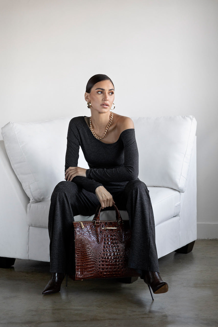 EASY FOLDOVER PALAZZO PANT: GRAPHITE BLACK