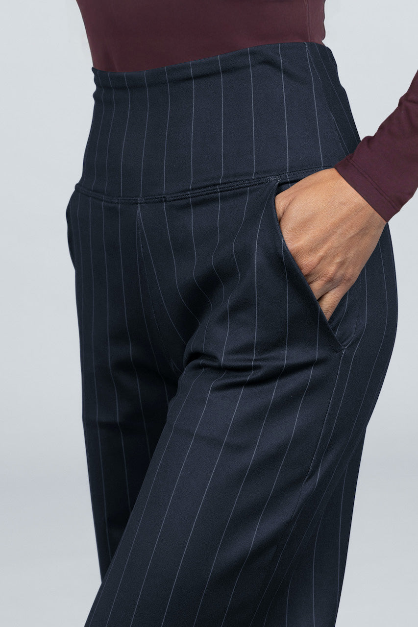 HIGH WAIST WIDE LEG PANT: PINSTRIPE
