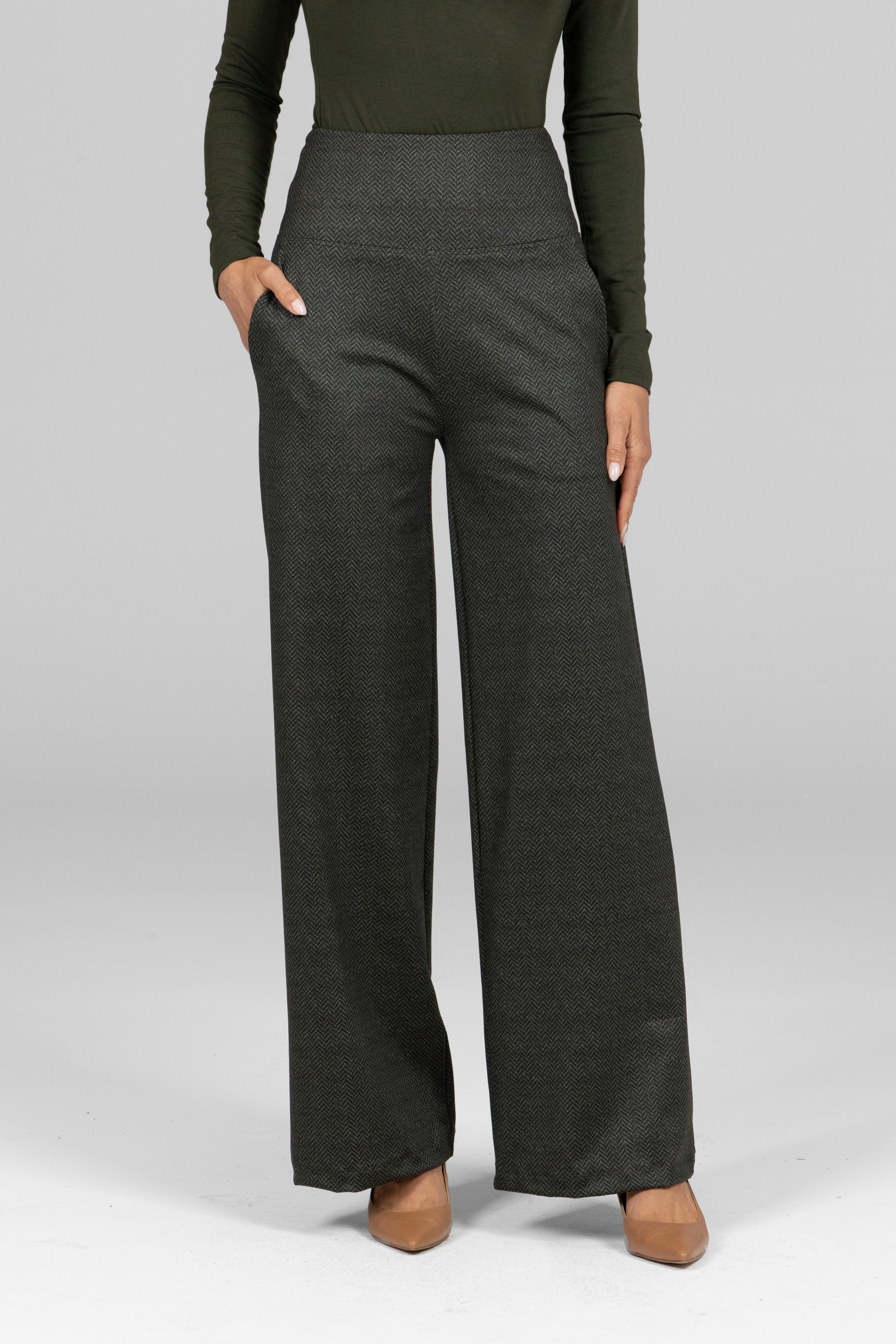 HIGH WAIST WIDE LEG PANT: OLIVE TWEED