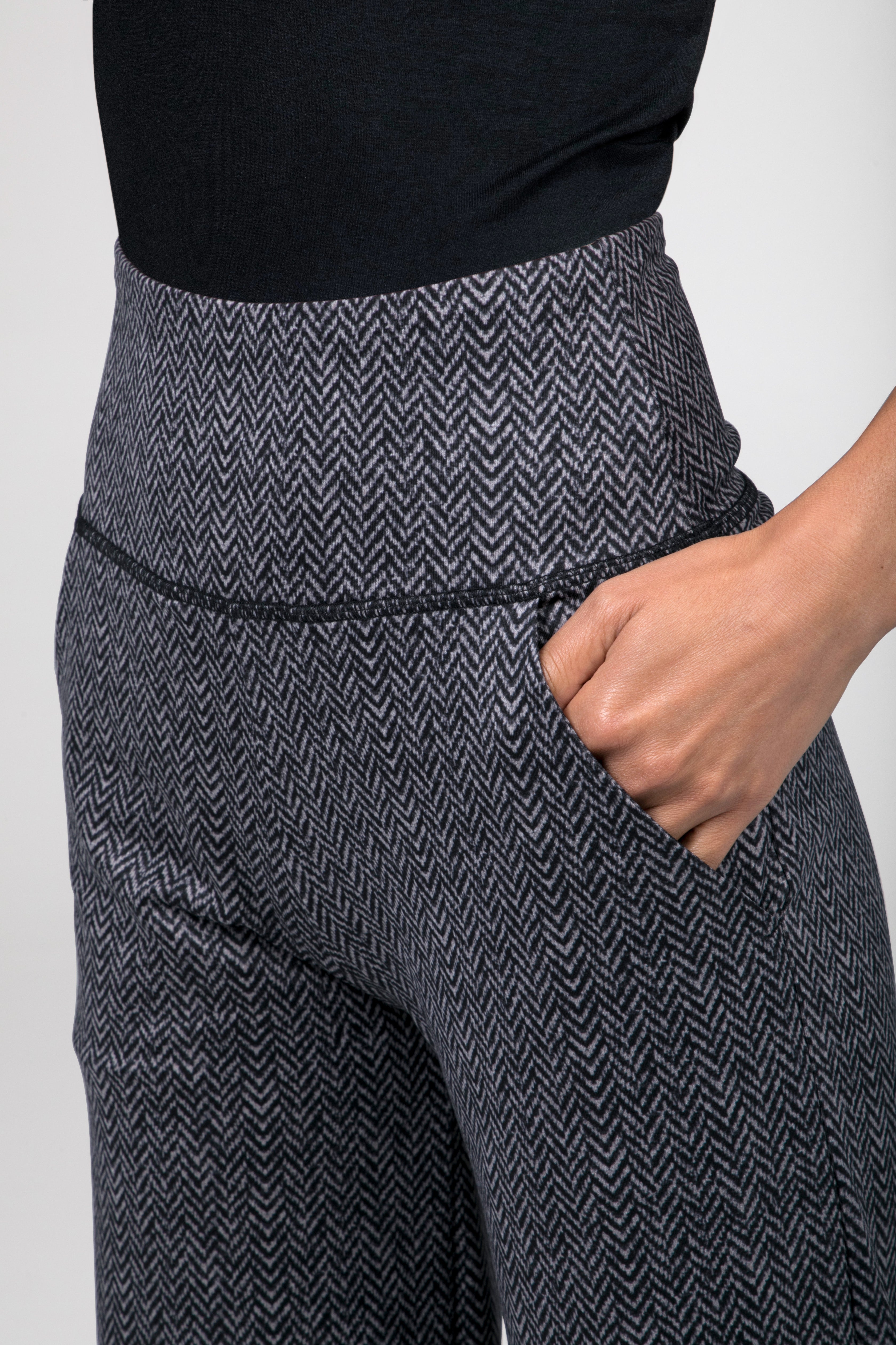 HIGH WAIST WIDE LEG PANT: HERRINGBONE