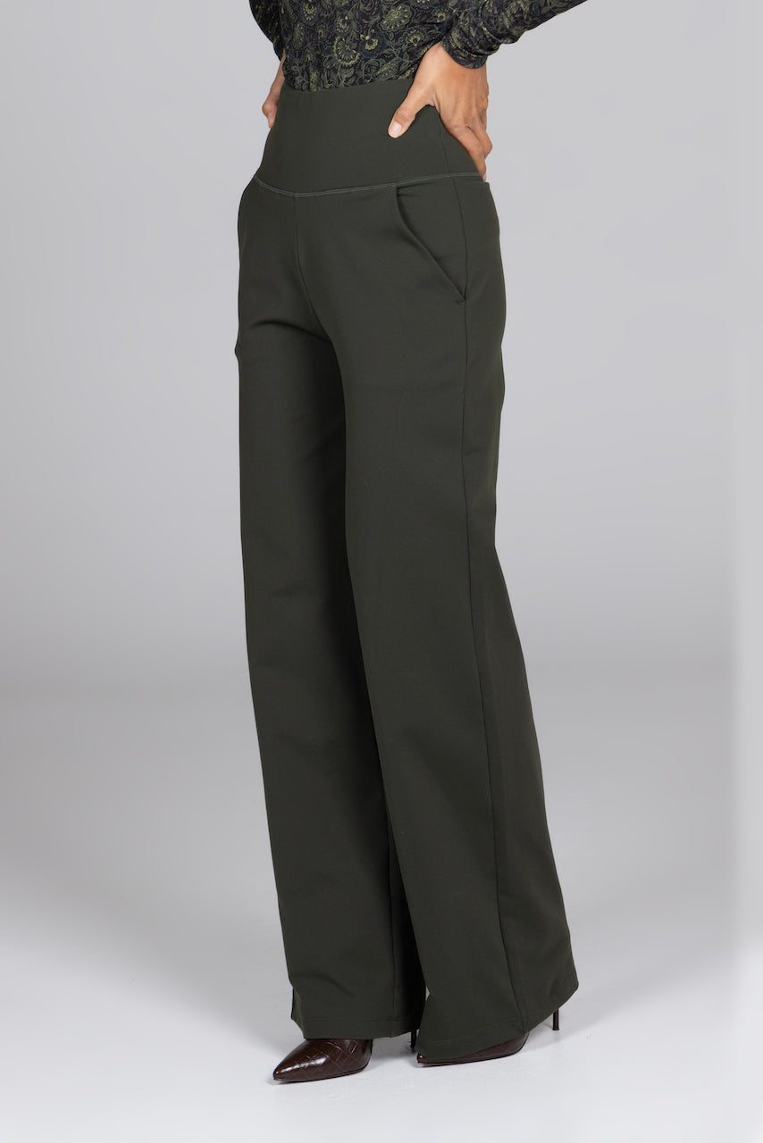 green wide leg pants