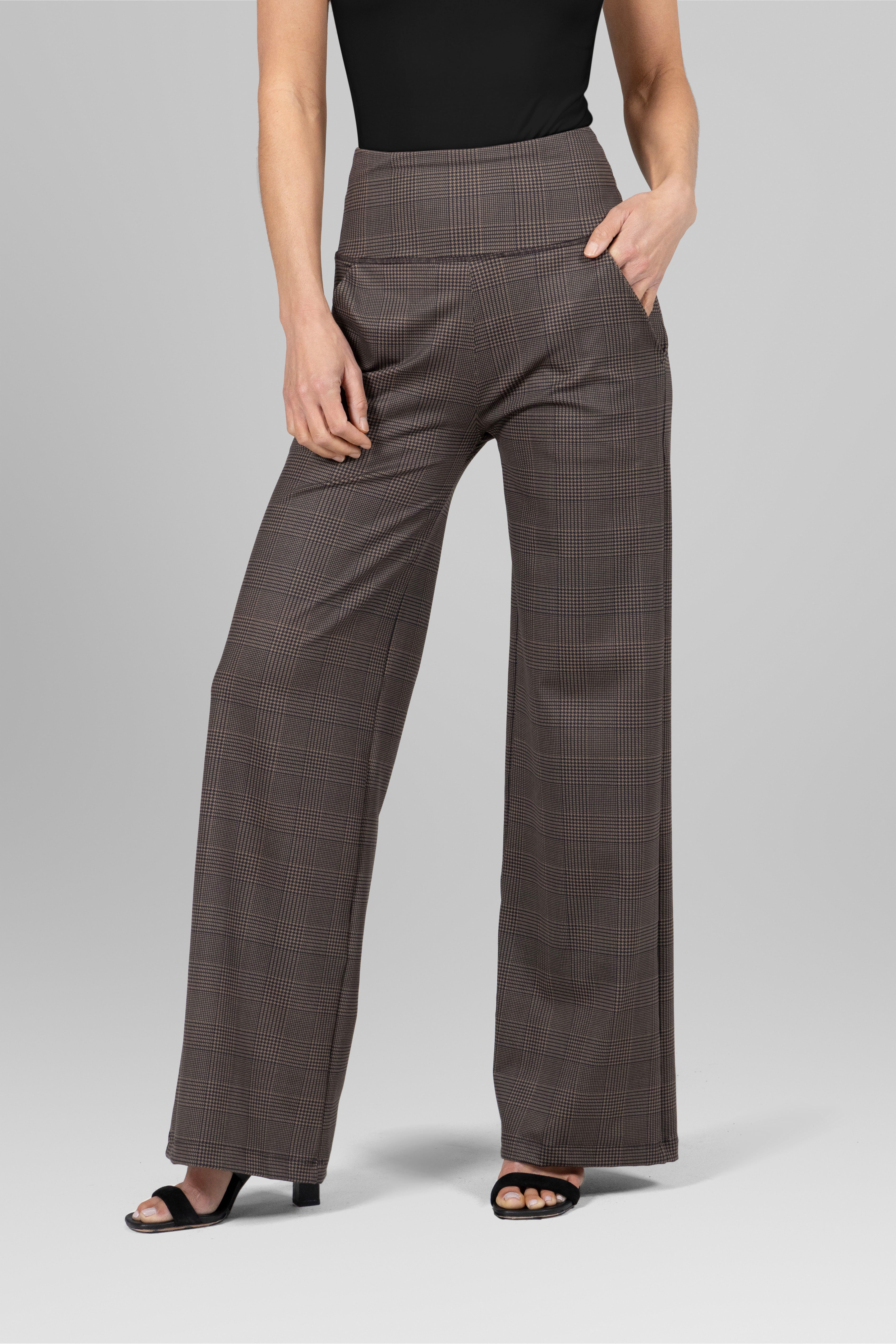 HIGH WAIST WIDE LEG PANT: PRINCE OF WALES PLAID