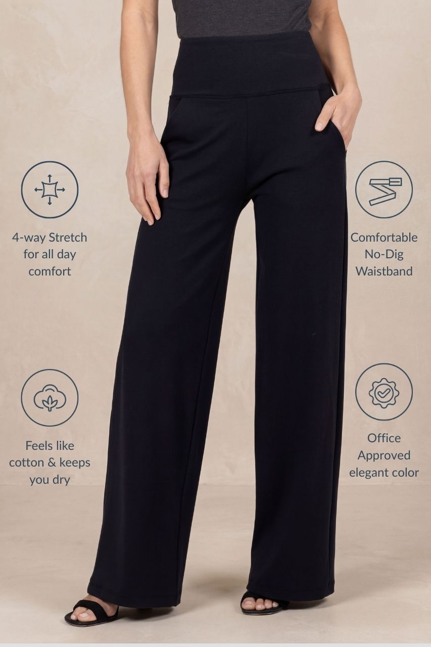 HIGH WAIST WIDE LEG PANT: BLACK