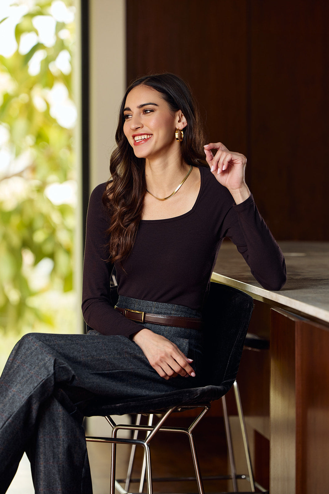 FIONA LONG SLEEVE TOP: SABLE