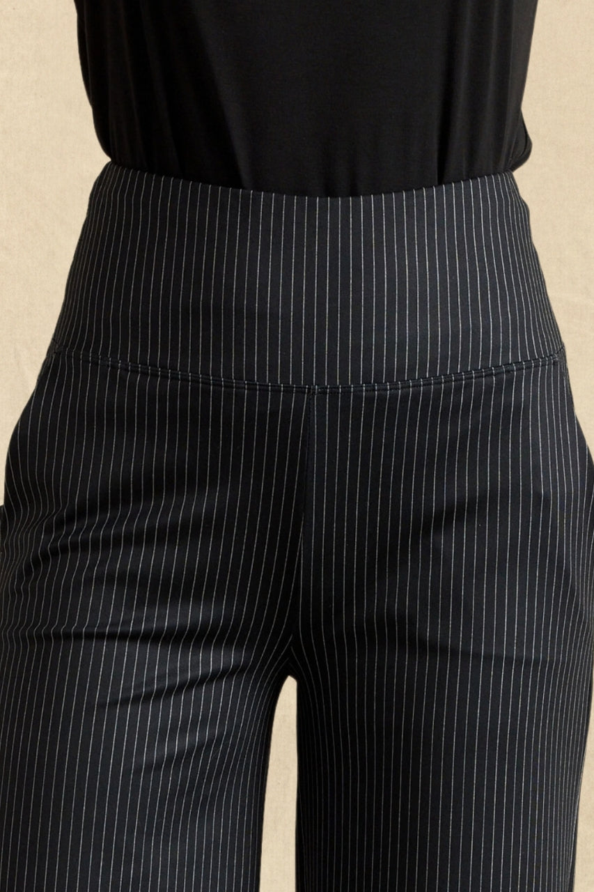 HIGH WAIST WIDE LEG PANT: MINI PINSTRIPE