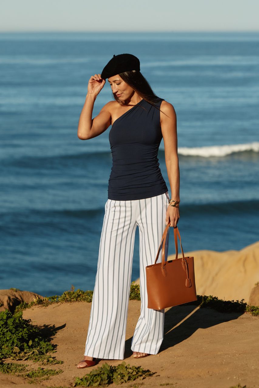 High Waist Wide Leg Pant - Twill Stripe | KiraGrace | KIRAGRACE