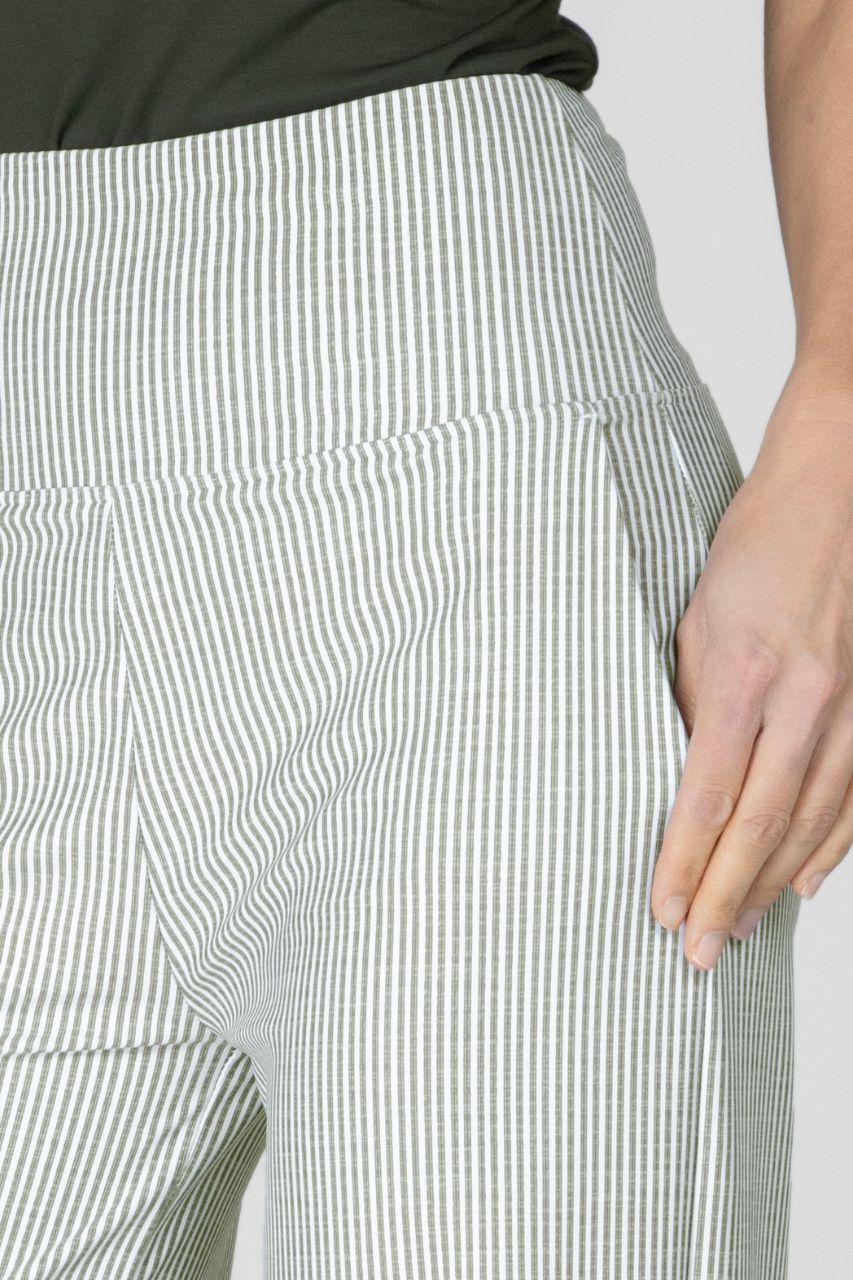 HIGH WAIST WIDE LEG PANT: OLIVE STRIPE