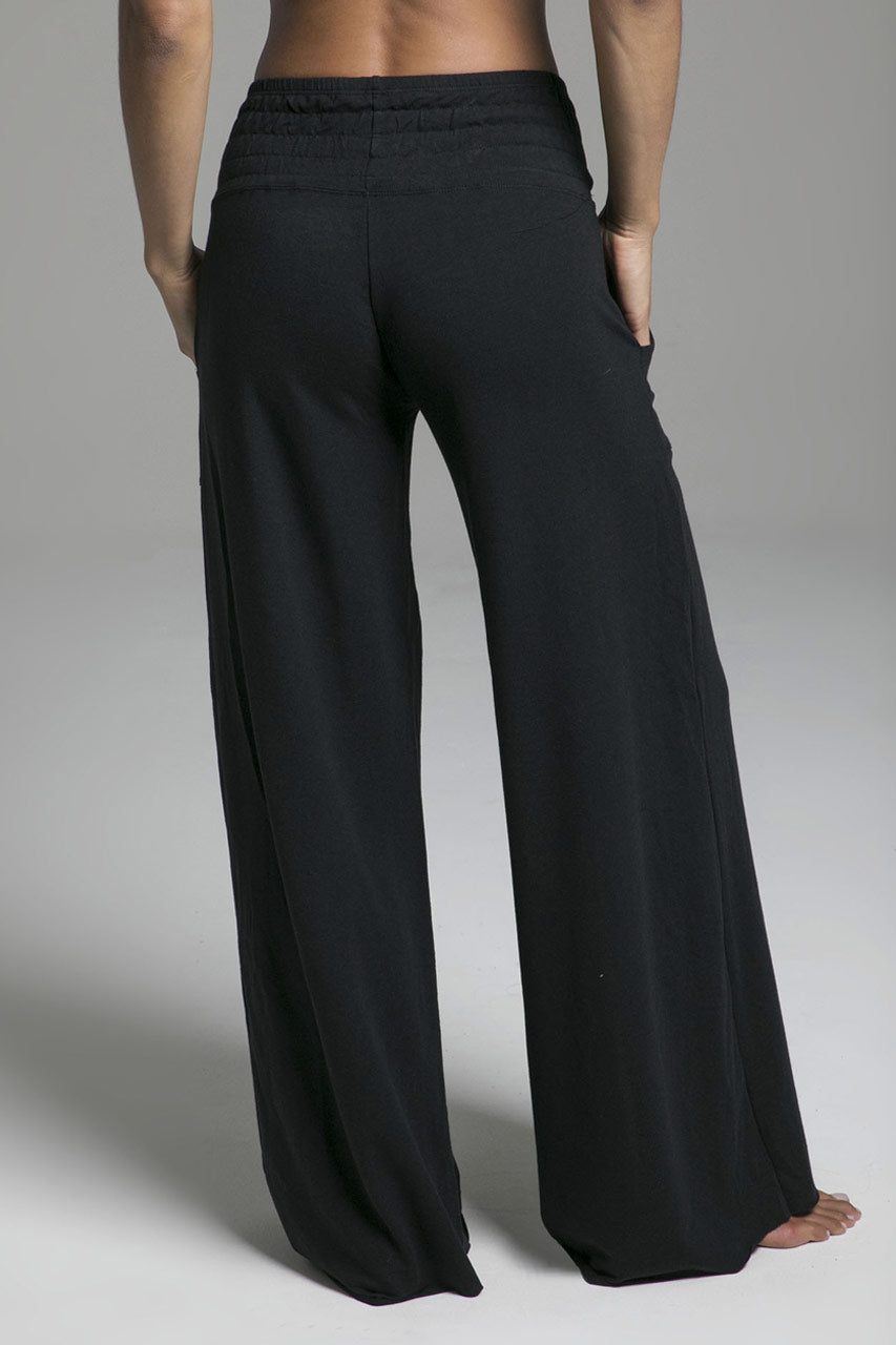 French Terry Black Loungewear Bottoms back view