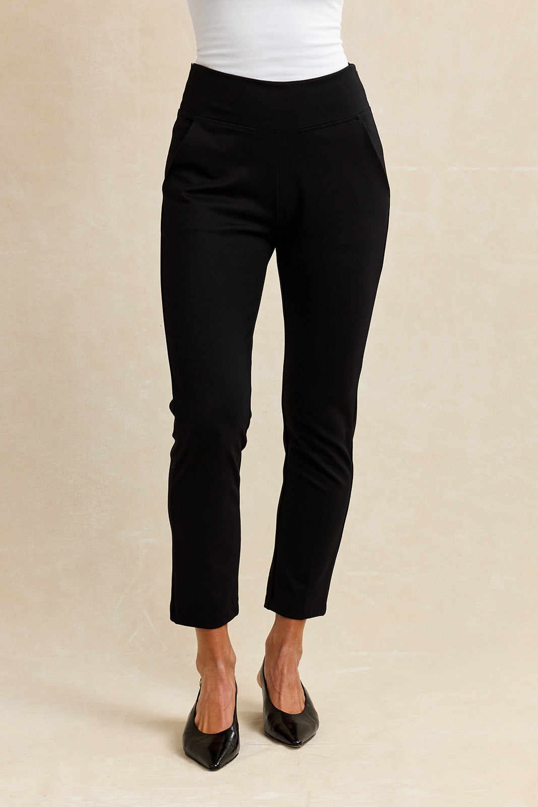 CARMEN ANKLE TROUSERS: BLACK PONTE