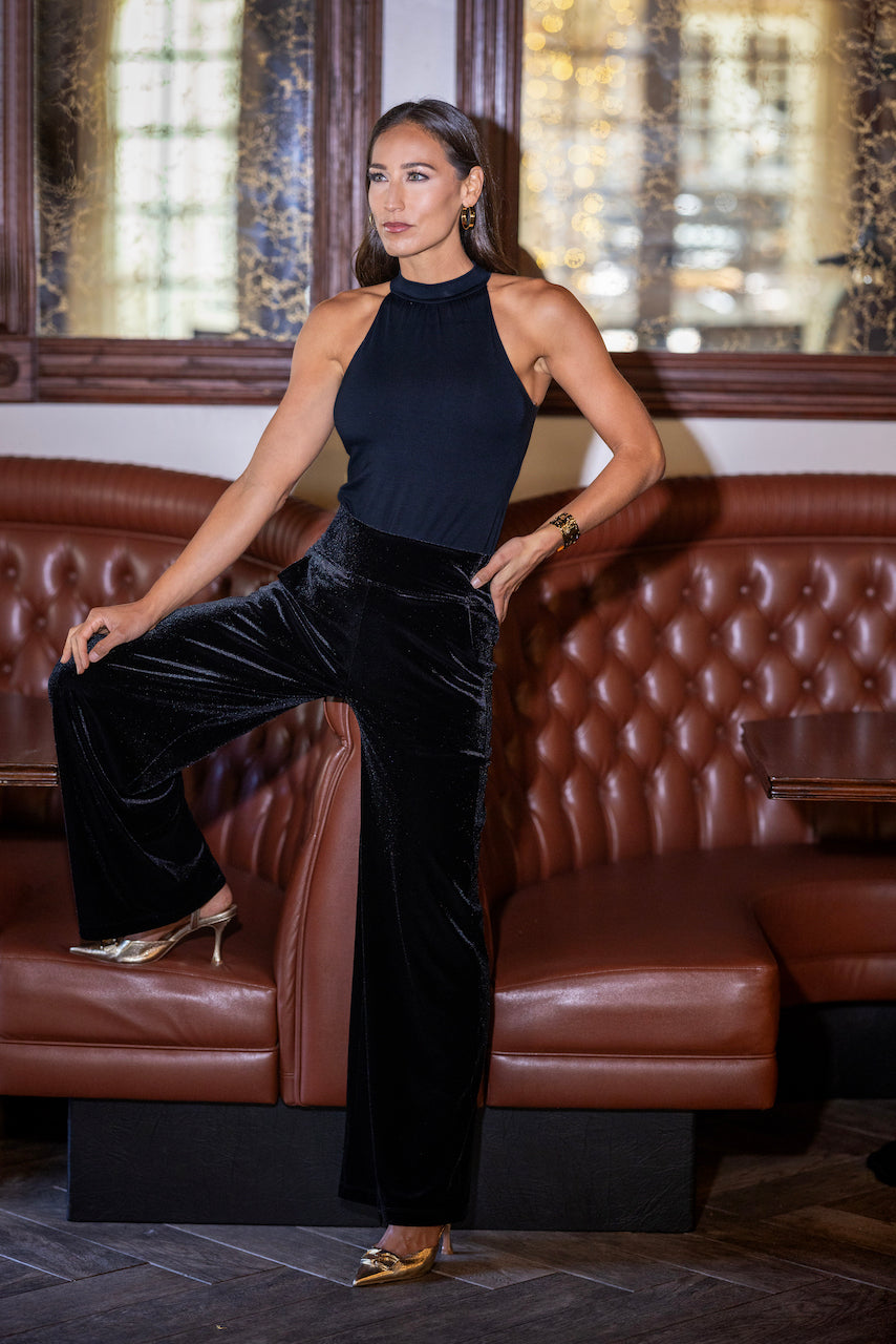 GRACE WIDE LEG PANT: BLACK VELVET