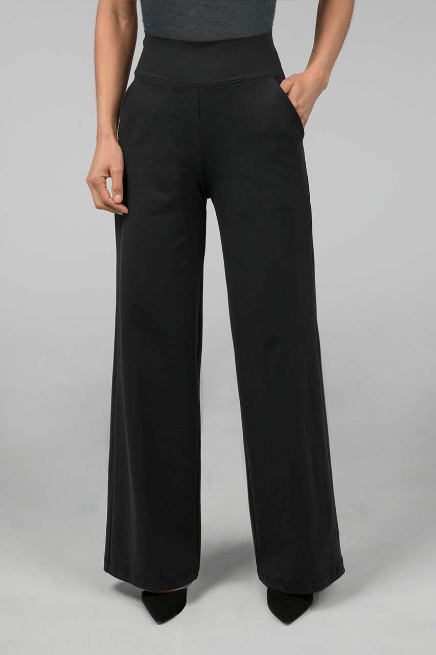 black high waist wide leg pants