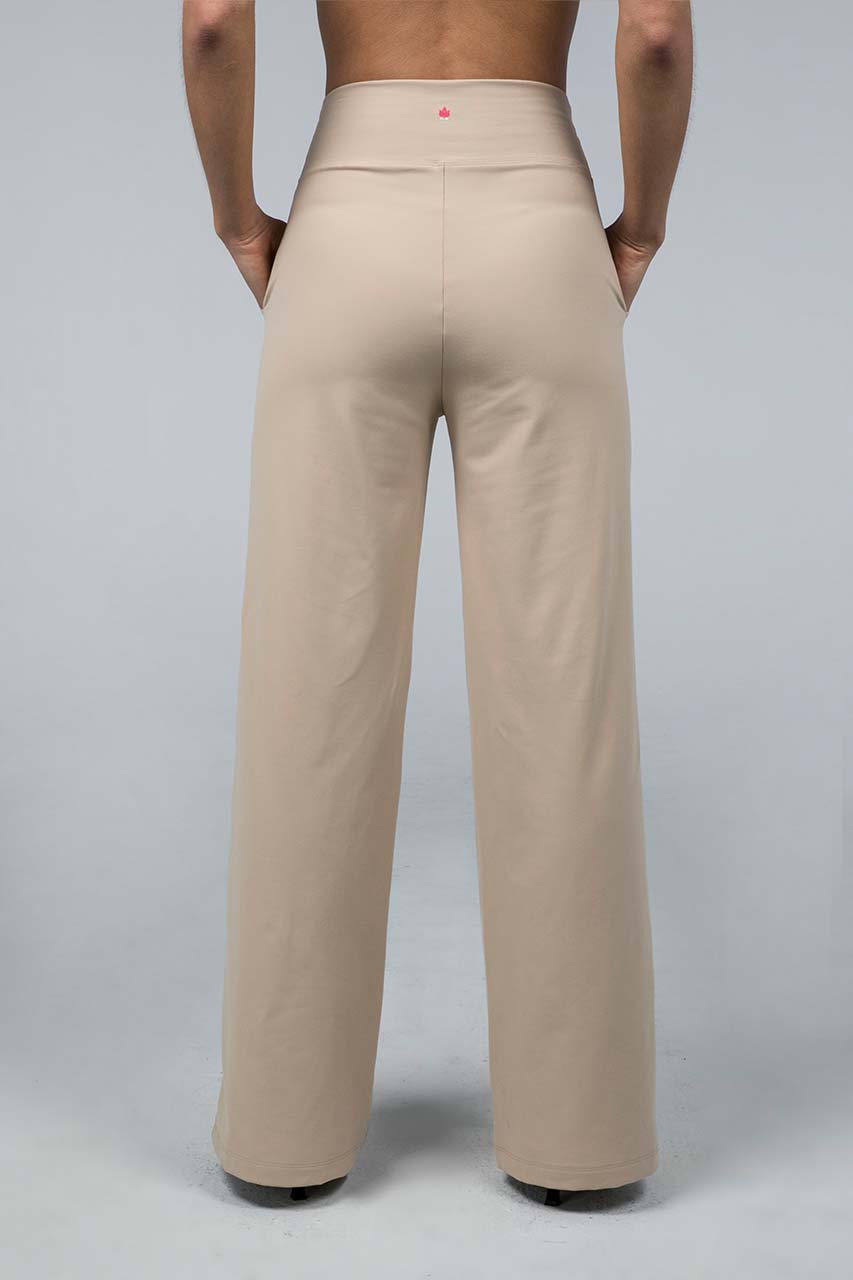 high waist wide leg pants - beige