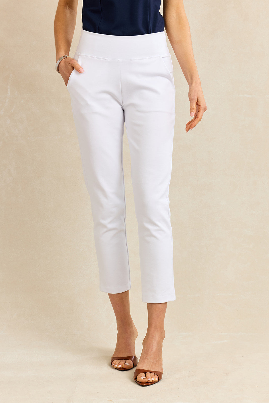 CARMEN ANKLE TROUSERS: WHITE PONTE