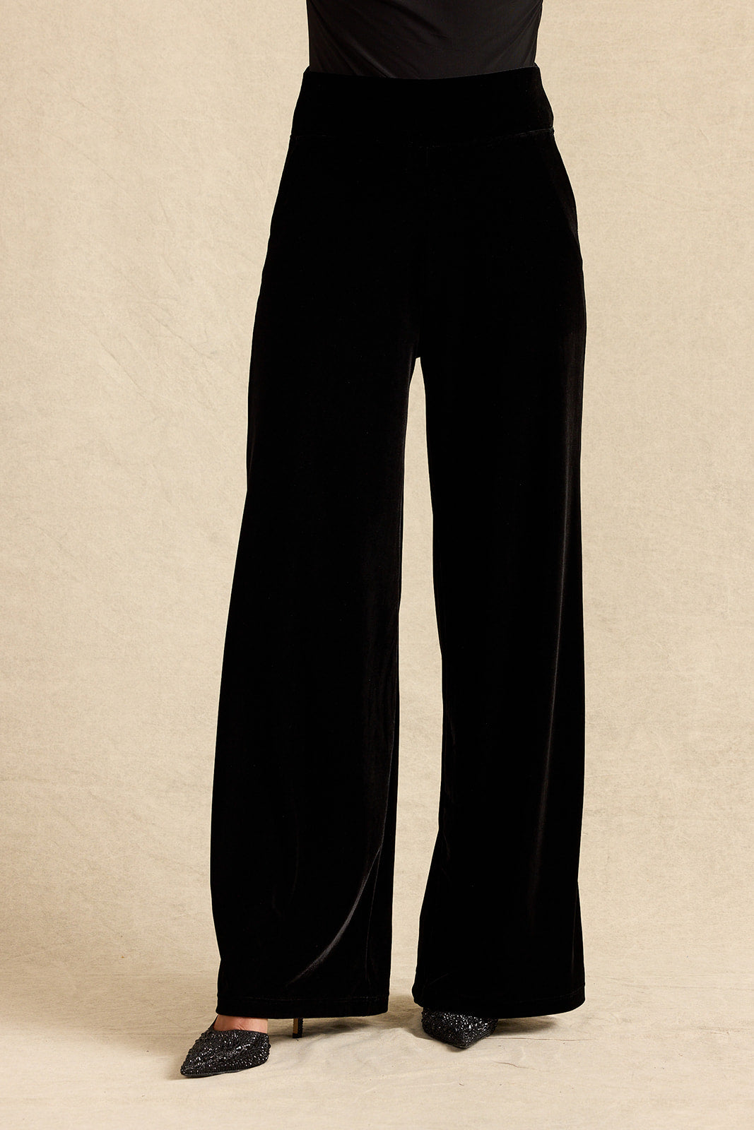GRACE WIDE LEG PANT: BLACK VELVET