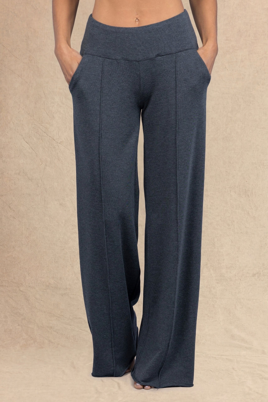PINTUCK LOUNGE PANT: CHARCOAL HEATHER
