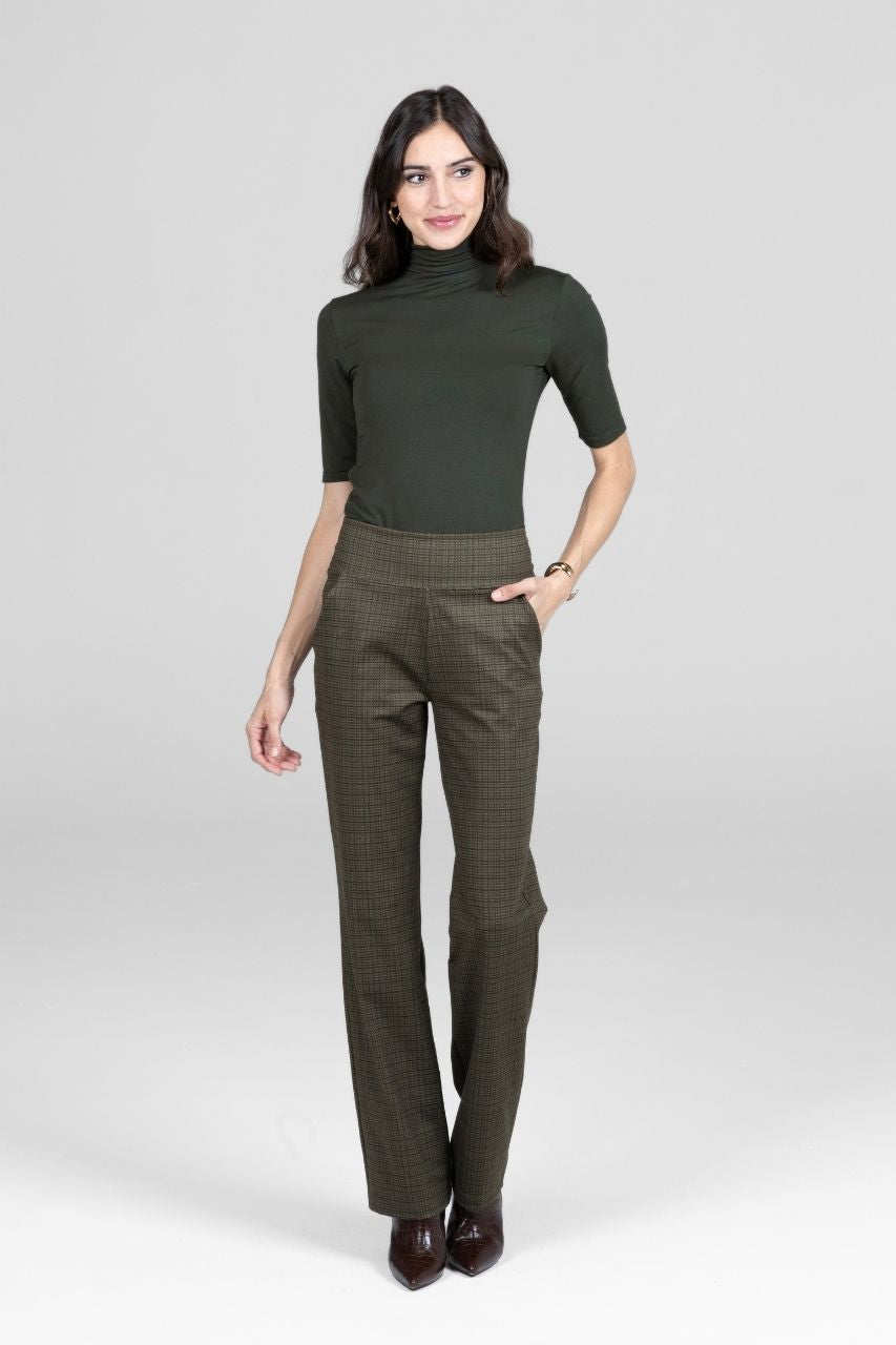 NINA STRAIGHT LEG PANT: LODEN TATTERSALL