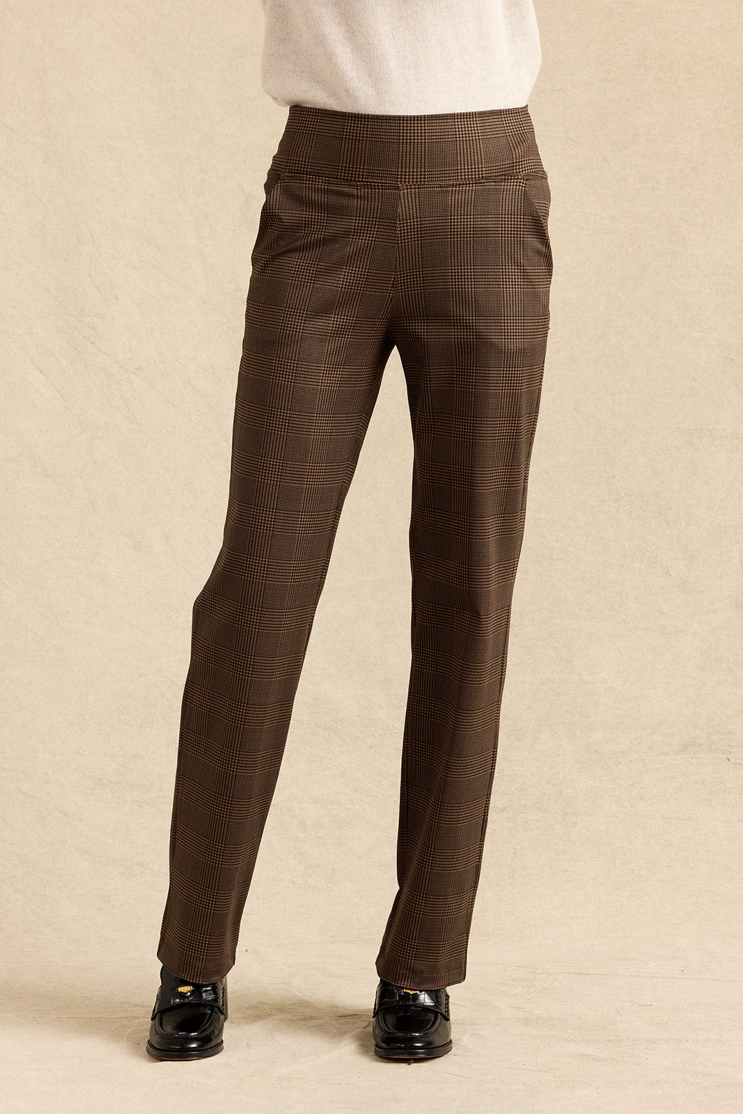 NINA STRAIGHT LEG PANT: PRINCE OF WALES PLAID