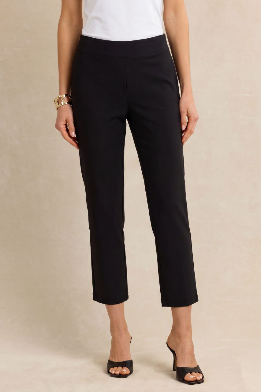 Front view of black ankle pants