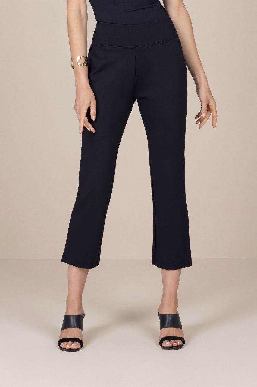 HIGH WAIST KICK FLARE PANT: BLACK PONTE