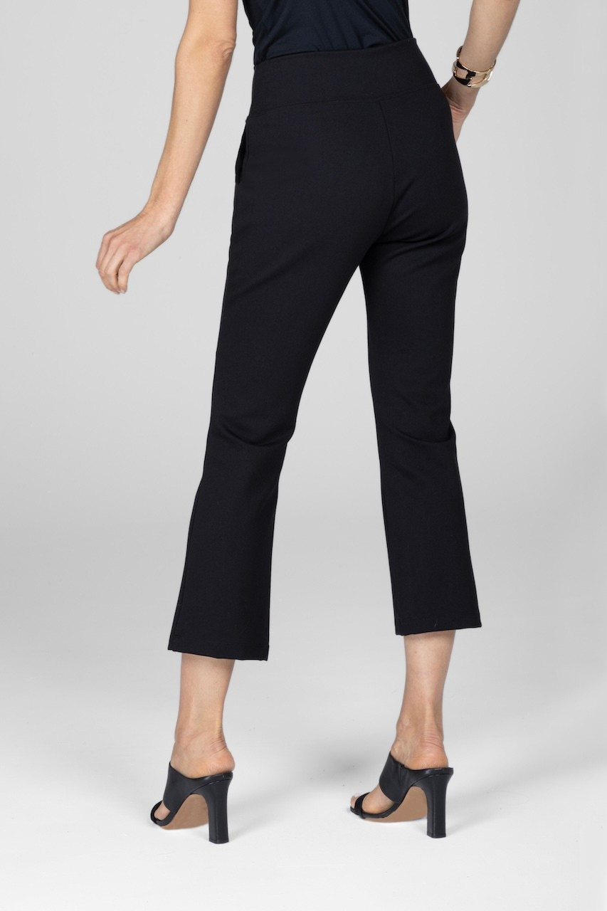 HIGH WAIST ANKLE KICK PANT: BLACK PONTE