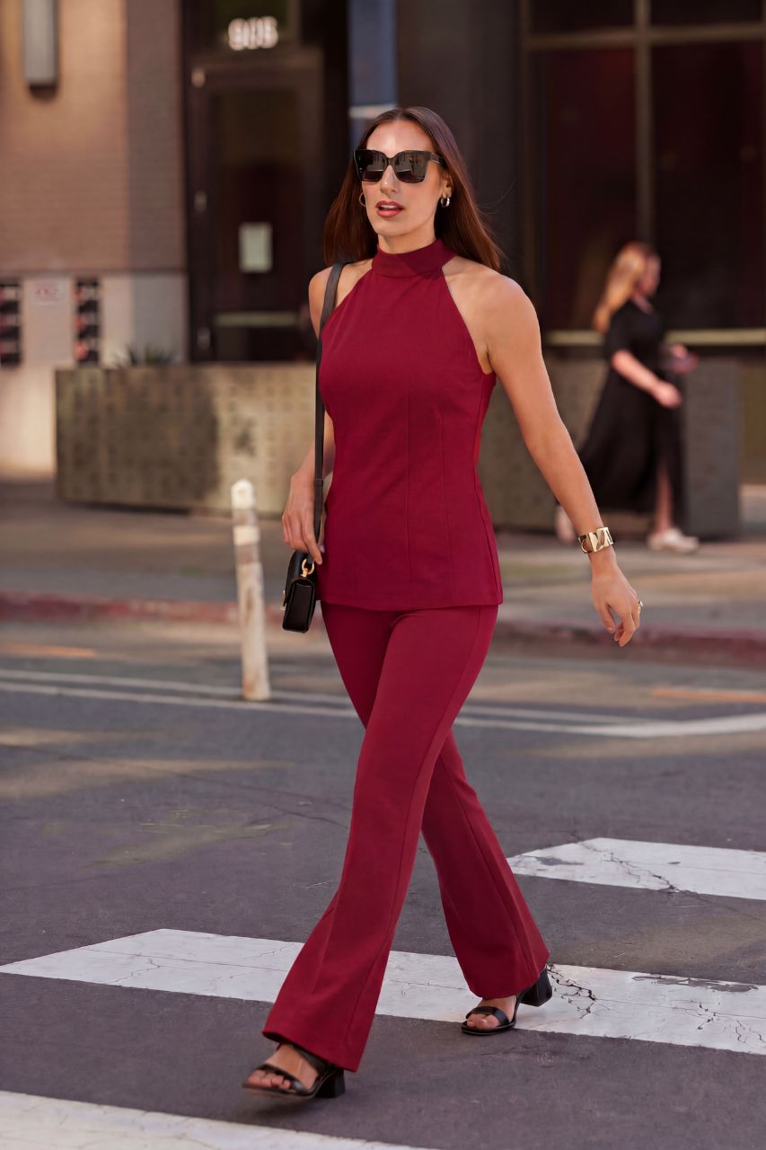 NINA MICRO FLARE PANT: BRICK RED